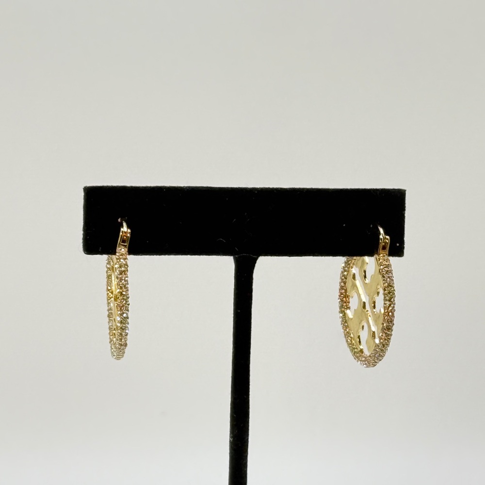 Tory Burch Large Gold Logo Hoop Earrings ✨ - Picture 3 of 16